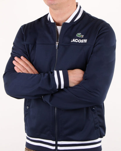 Lacoste Bomber Poly Trainingsjacke Marineblau/Weiß