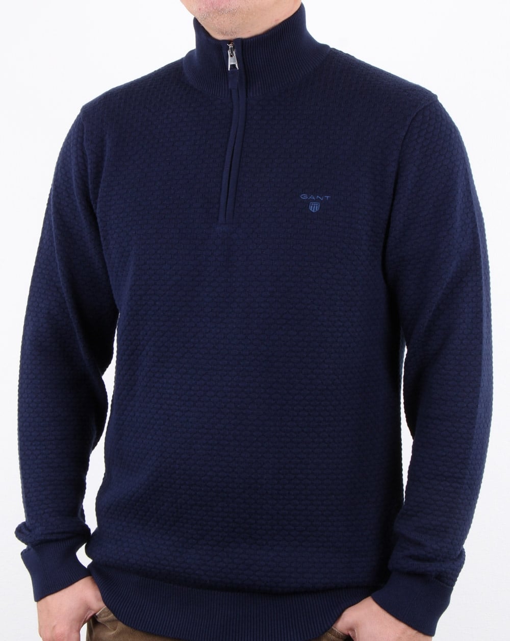 Gant Dot Texture Half Zip Klassisches Blau