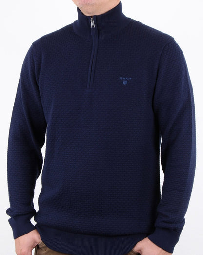 Gant Dot Texture Half Zip Klassisches Blau