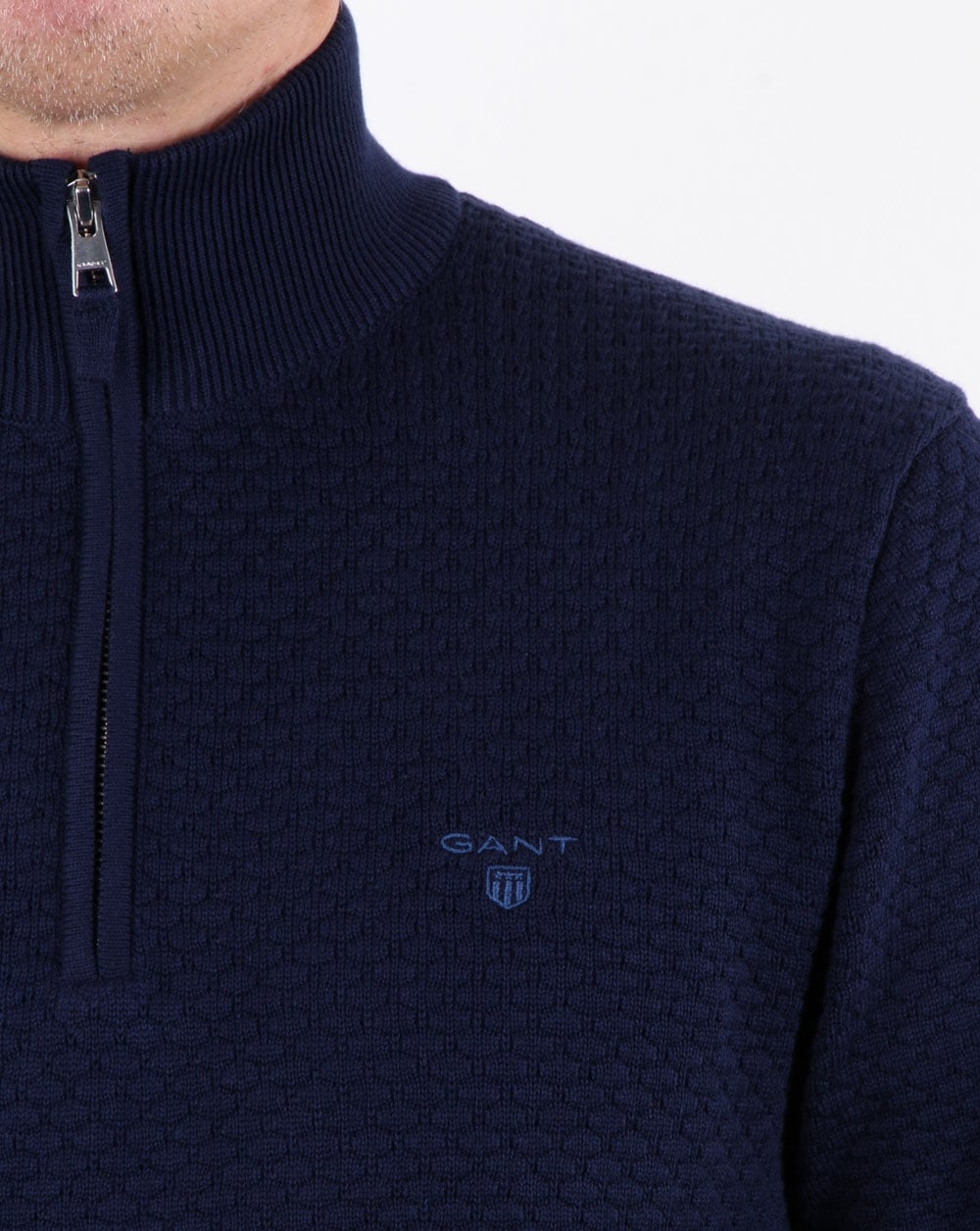 Gant Dot Texture Half Zip Klassisches Blau