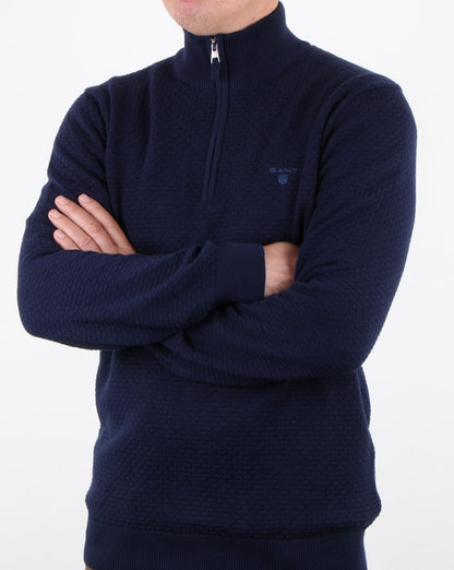Gant Dot Texture Half Zip Klassisches Blau