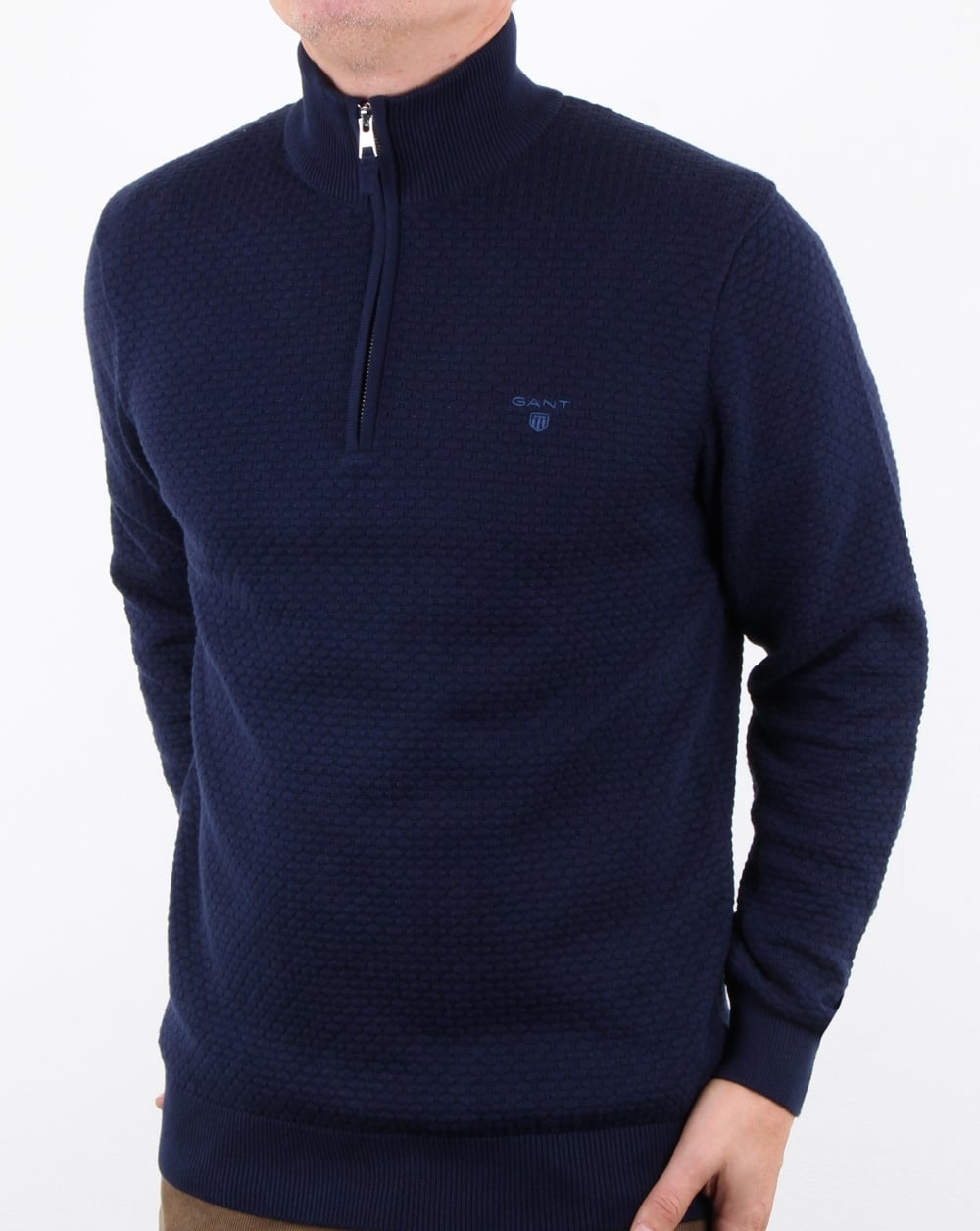 Gant Dot Texture Half Zip Klassisches Blau