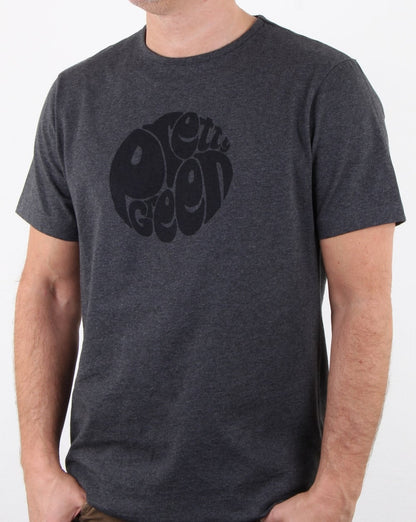 Pretty Green – T-Shirt mit Gillespie-Logo, Dunkelgrau meliert