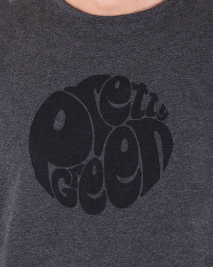 Pretty Green – T-Shirt mit Gillespie-Logo, Dunkelgrau meliert