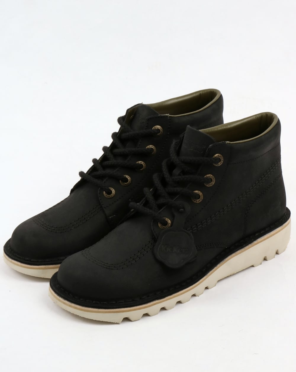 Kickers Kick Hi Lederstiefel Schwarz/Creme