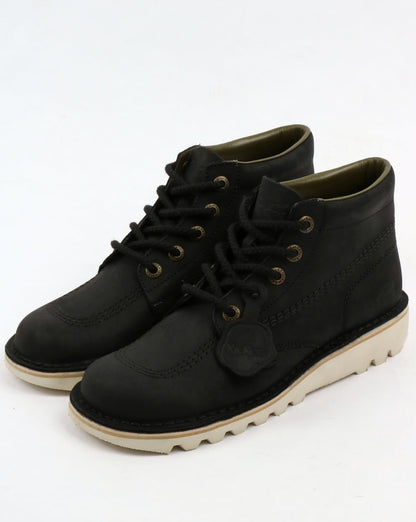 Kickers Kick Hi Lederstiefel Schwarz/Creme