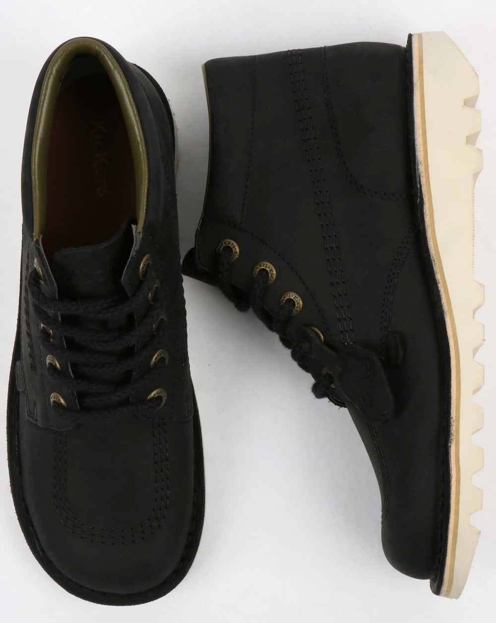 Kickers Kick Hi Lederstiefel Schwarz/Creme