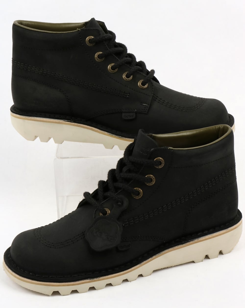 Kickers Kick Hi Lederstiefel Schwarz/Creme