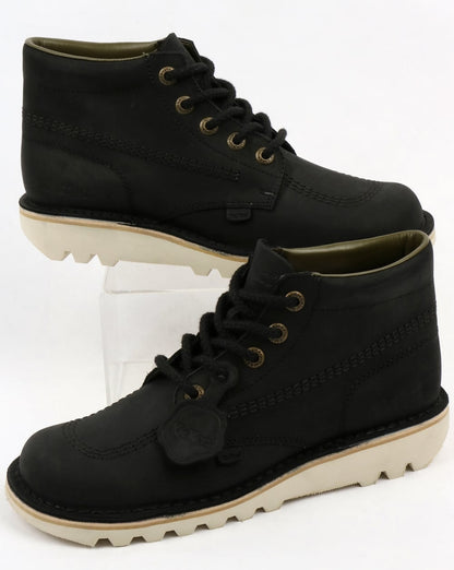 Kickers Kick Hi Lederstiefel Schwarz/Creme