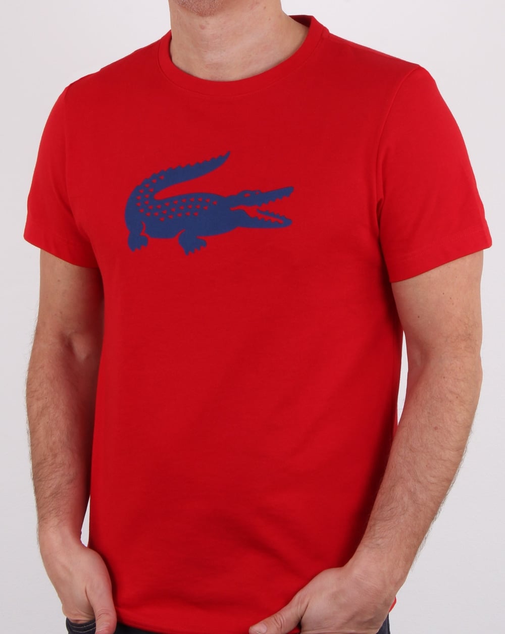 Lacoste T-Shirt mit Kroko-Print Rot/Marino