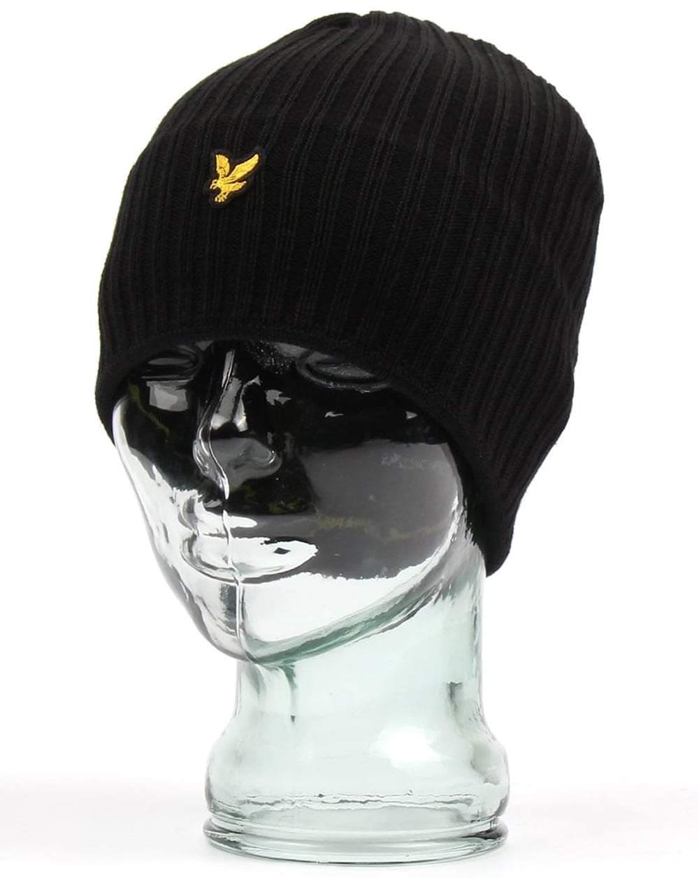 Lyle And Scott – Gerippte Strickmütze in True Black