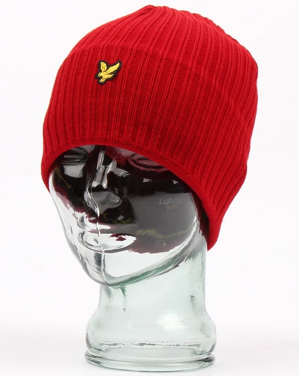Lyle And Scott – Gerippte Strickmütze in Rotmeliert