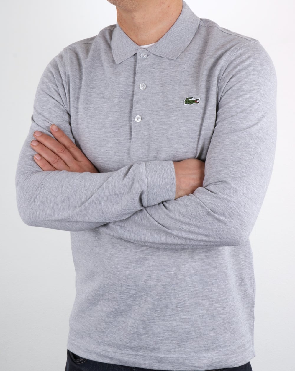 Lacoste Langarm-Poloshirt Silver Chine