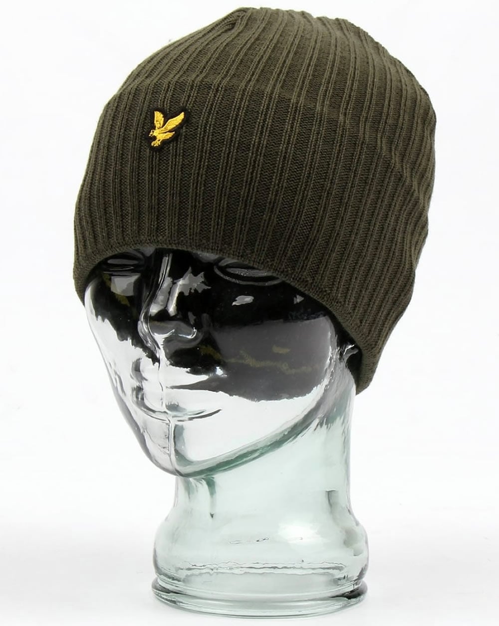 Lyle And Scott – Gerippte Strickmütze in Olivgrün