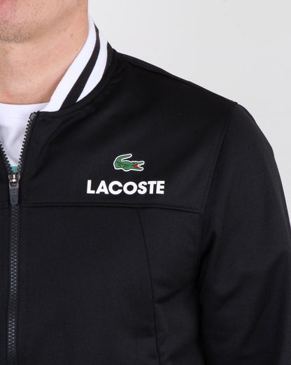 Lacoste Pique Poly Trainingsjacke Schwarz/Weiß