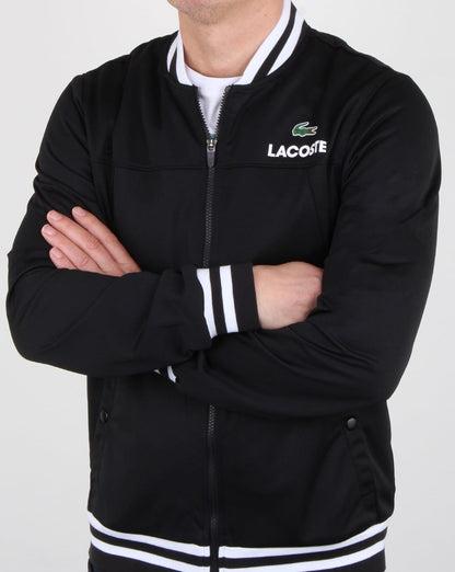 Lacoste Pique Poly Trainingsjacke Schwarz/Weiß