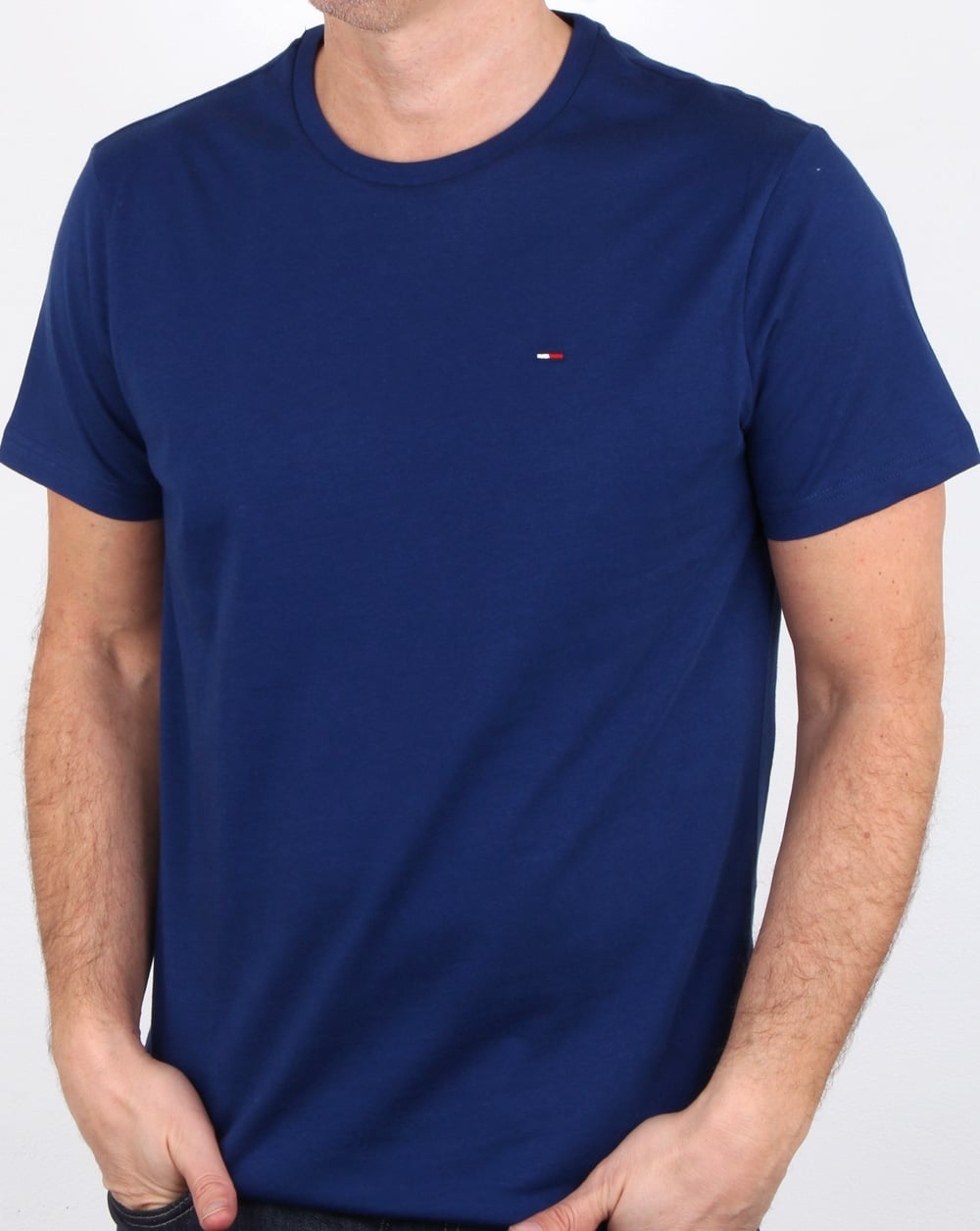 Tommy Hilfiger Baumwoll-T-Shirt mit Rundhalsausschnitt Blau