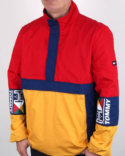 Tommy Hilfiger Retro Block Pulloverjacke Rot/Gelb/Marineblau