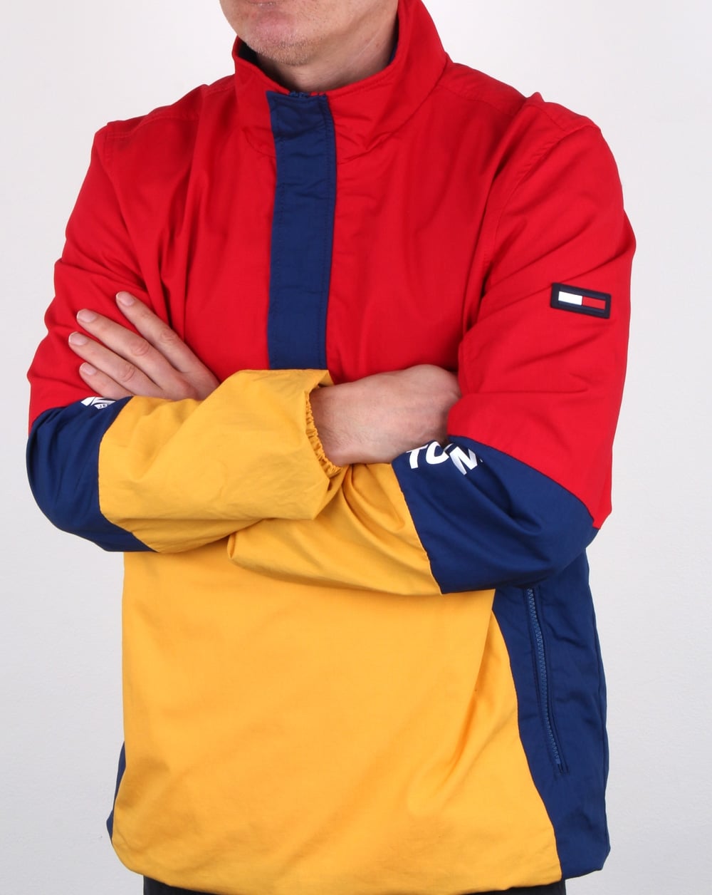 Tommy Hilfiger Retro Block Pulloverjacke Rot/Gelb/Marineblau