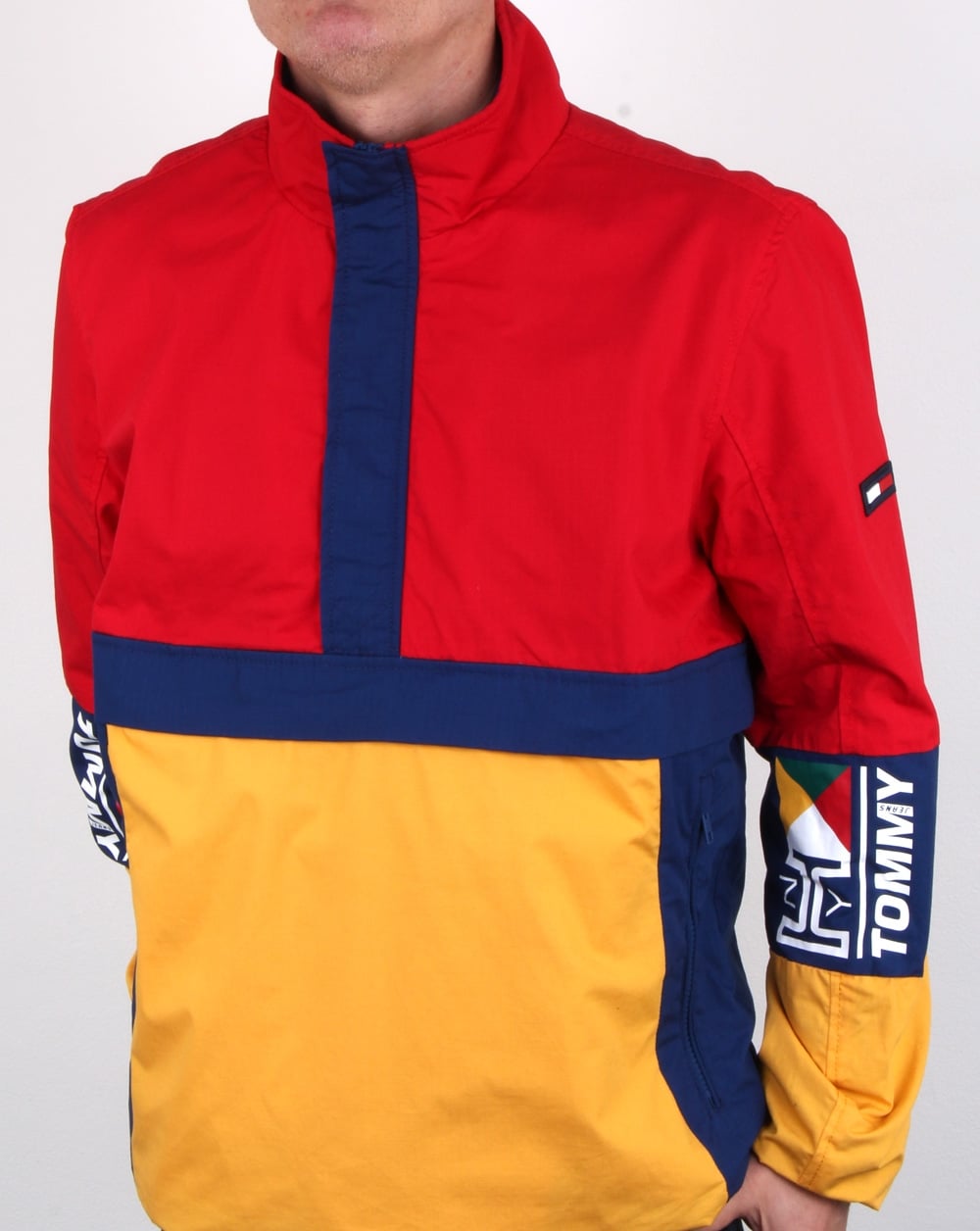 Tommy Hilfiger Retro Block Pulloverjacke Rot/Gelb/Marineblau