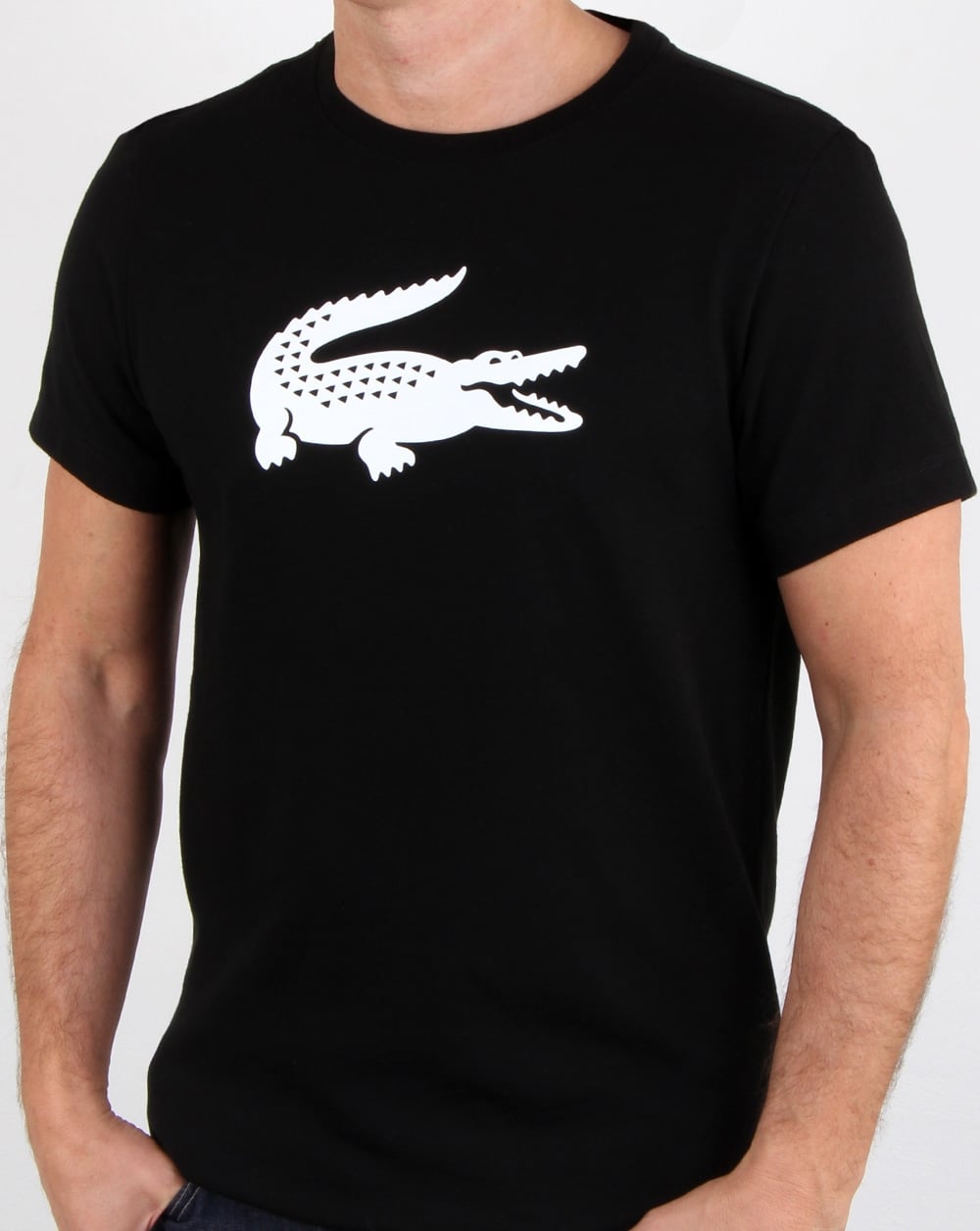 Lacoste T-Shirt mit Kroko-Print Schwarz/Weiß