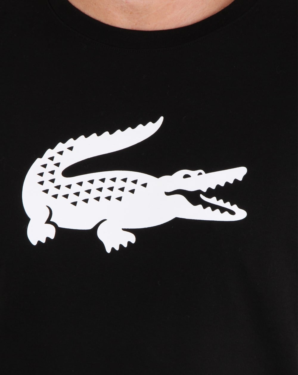 Lacoste T-Shirt mit Kroko-Print Schwarz/Weiß