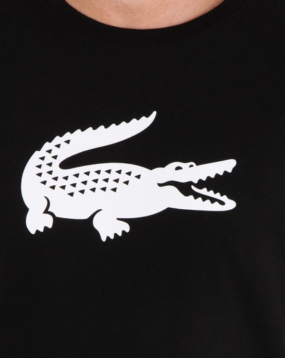 Lacoste T-Shirt mit Kroko-Print Schwarz/Weiß