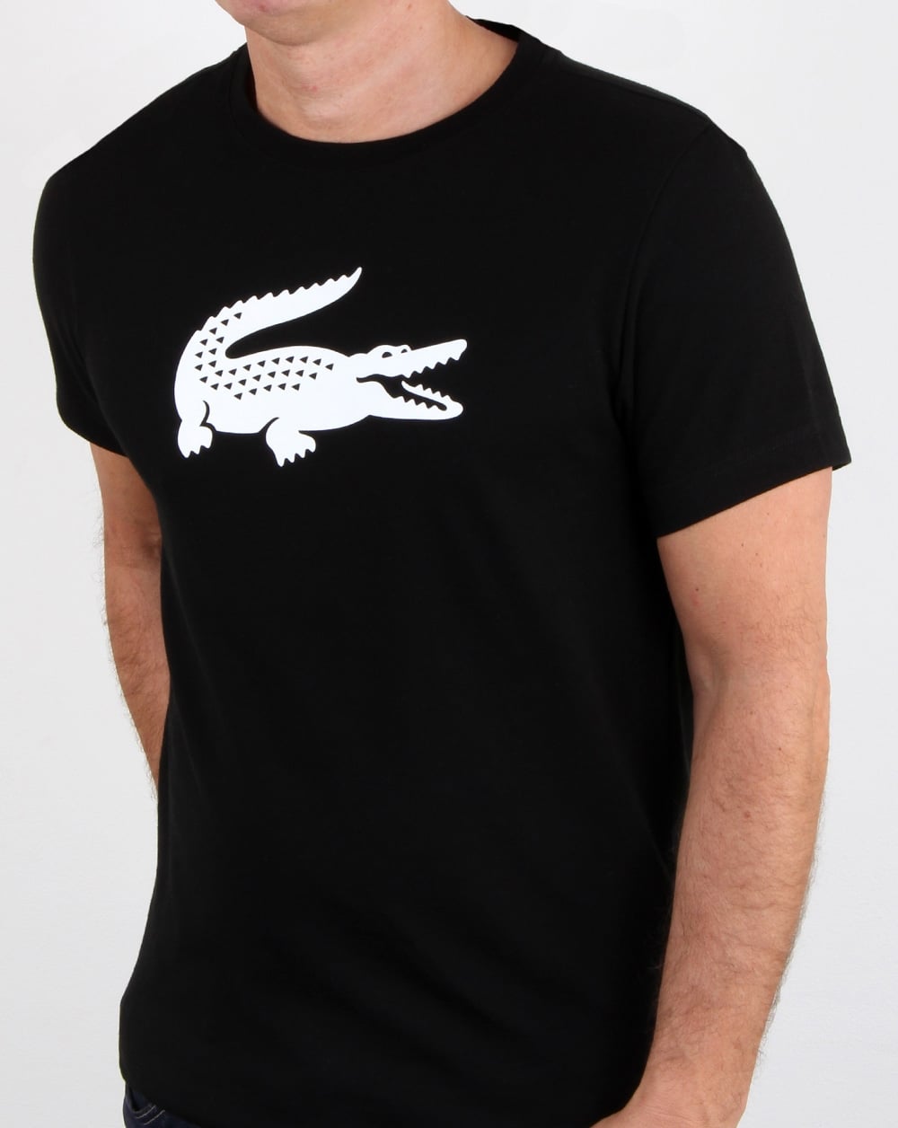 Lacoste T-Shirt mit Kroko-Print Schwarz/Weiß
