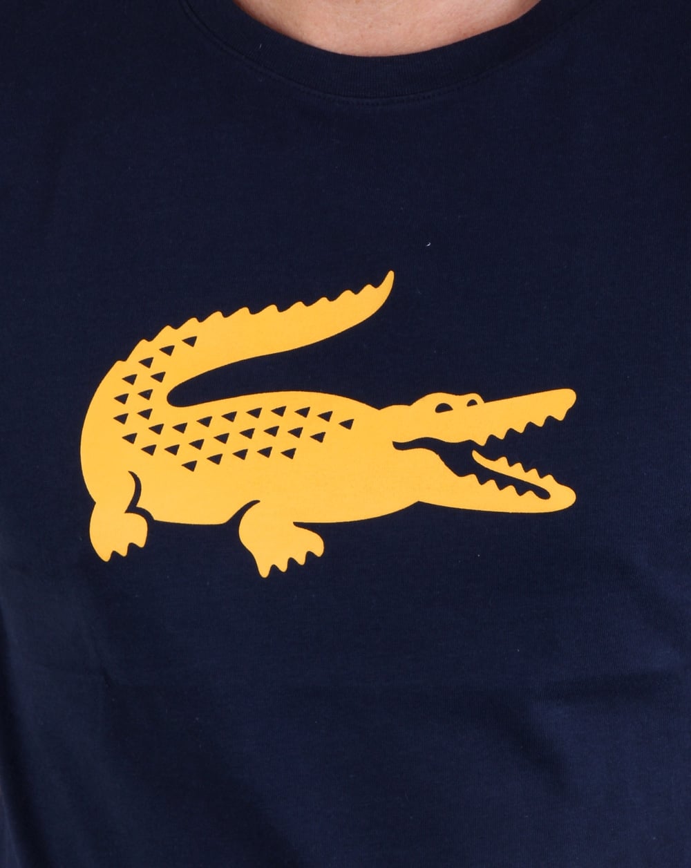 Lacoste T-Shirt mit Kroko-Print, Marineblau/Gelb