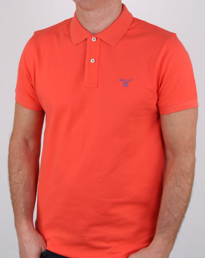 Gant Poloshirt mit Kontrastkragen Strong Coral