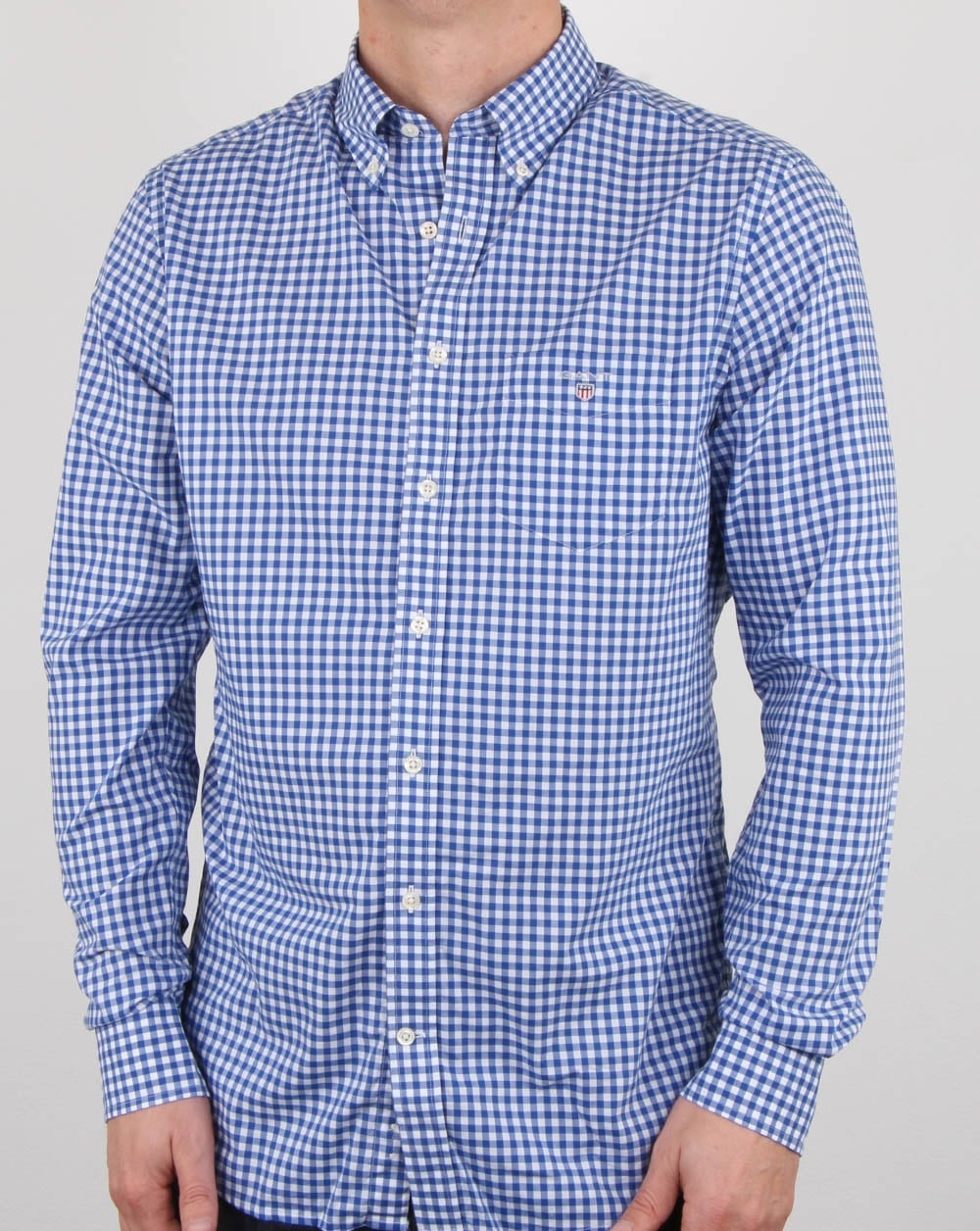 Gant Broadcloth Gingham Hemd Yale Blau