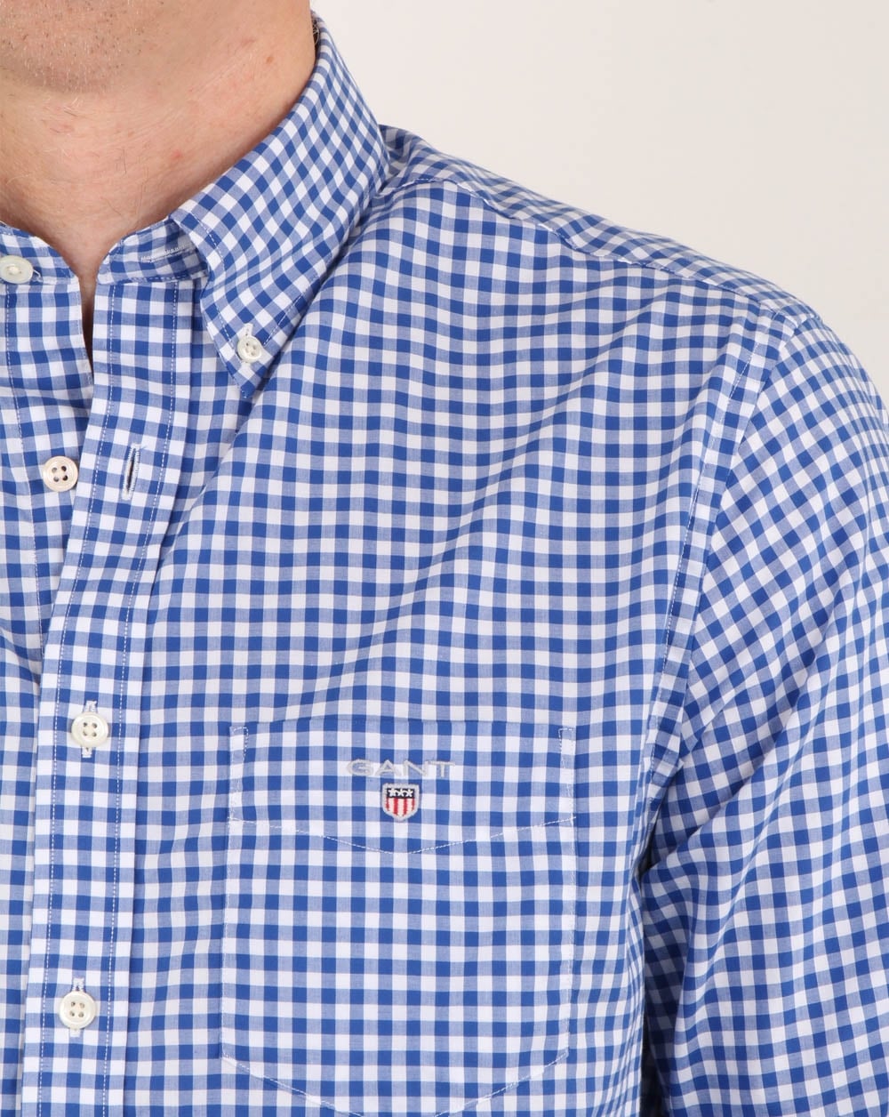 Gant Broadcloth Gingham Hemd Yale Blau