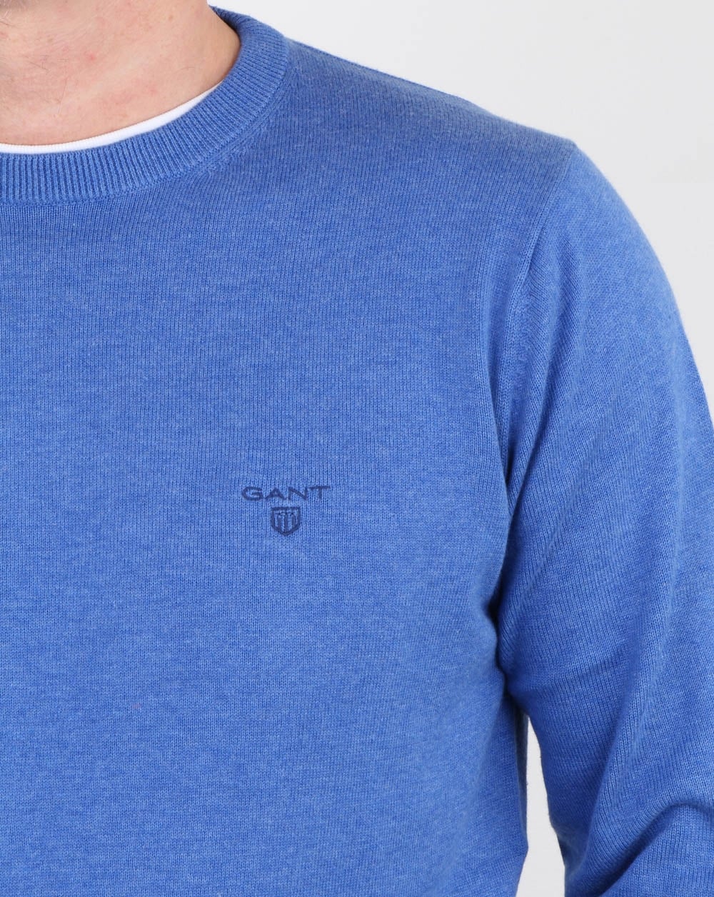 Gant Cotton Wool Crew Knit Blau Melange