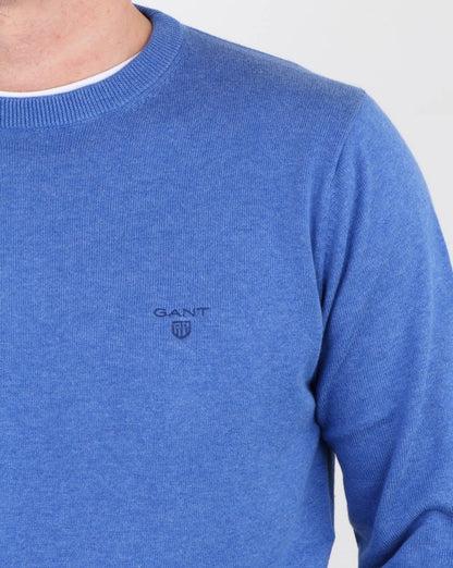 Gant Cotton Wool Crew Knit Blau Melange