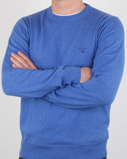 Gant Cotton Wool Crew Knit Blau Melange