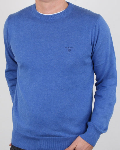Gant Cotton Wool Crew Knit Blau Melange