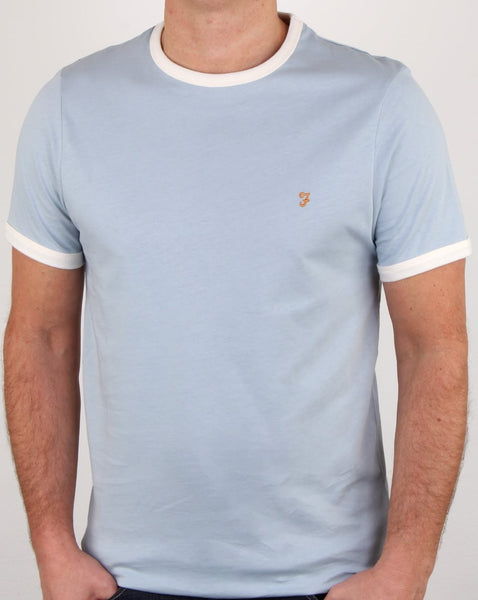 Farah Groves Ringer T Shirt Lake Blue