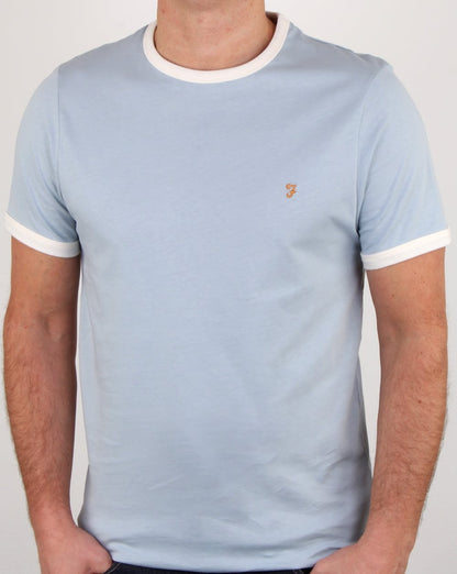 Farah – Groves – Ringer-T-Shirt in Seeblau