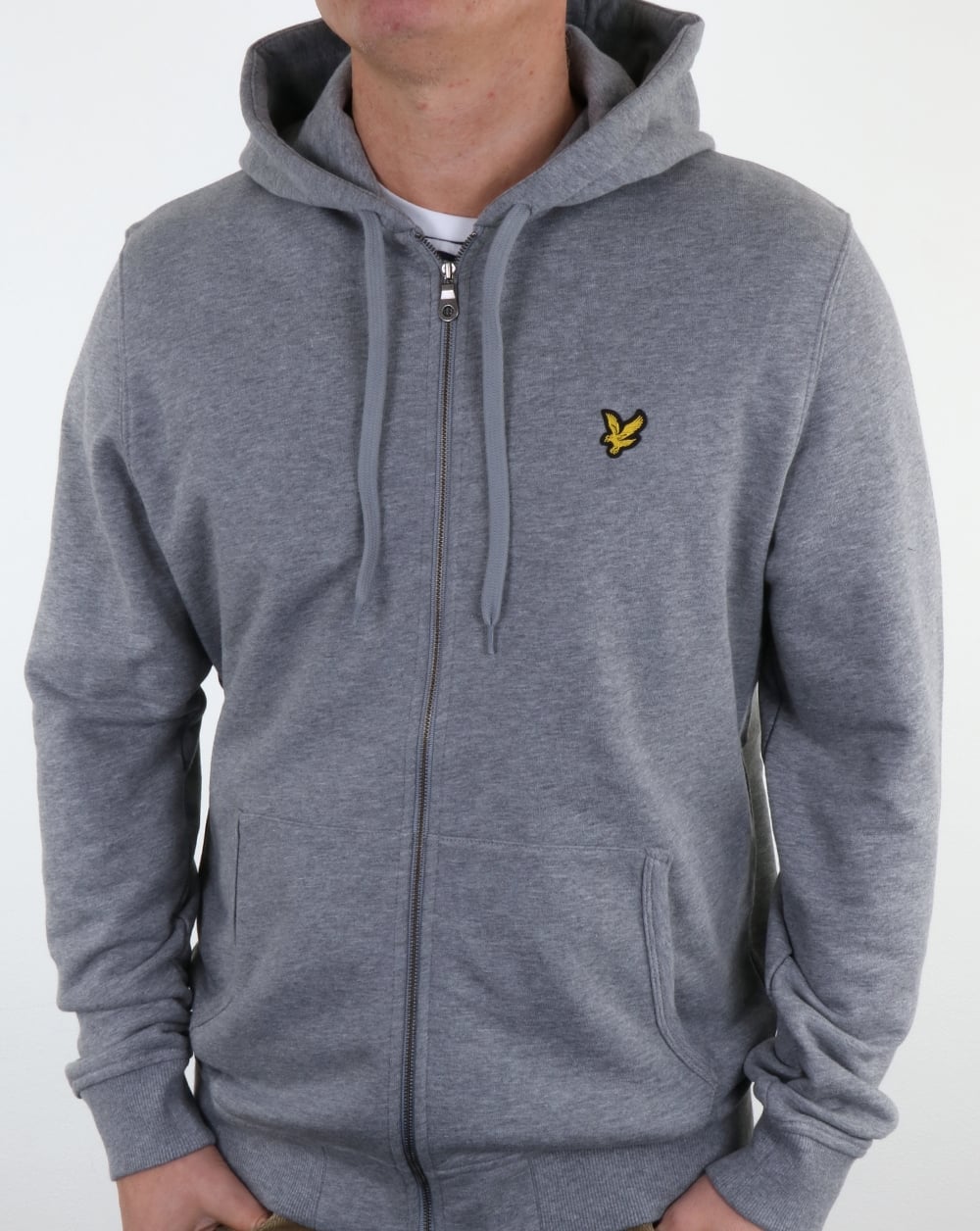 Lyle And Scott Zip Through Hoodie Mid Grey Marl