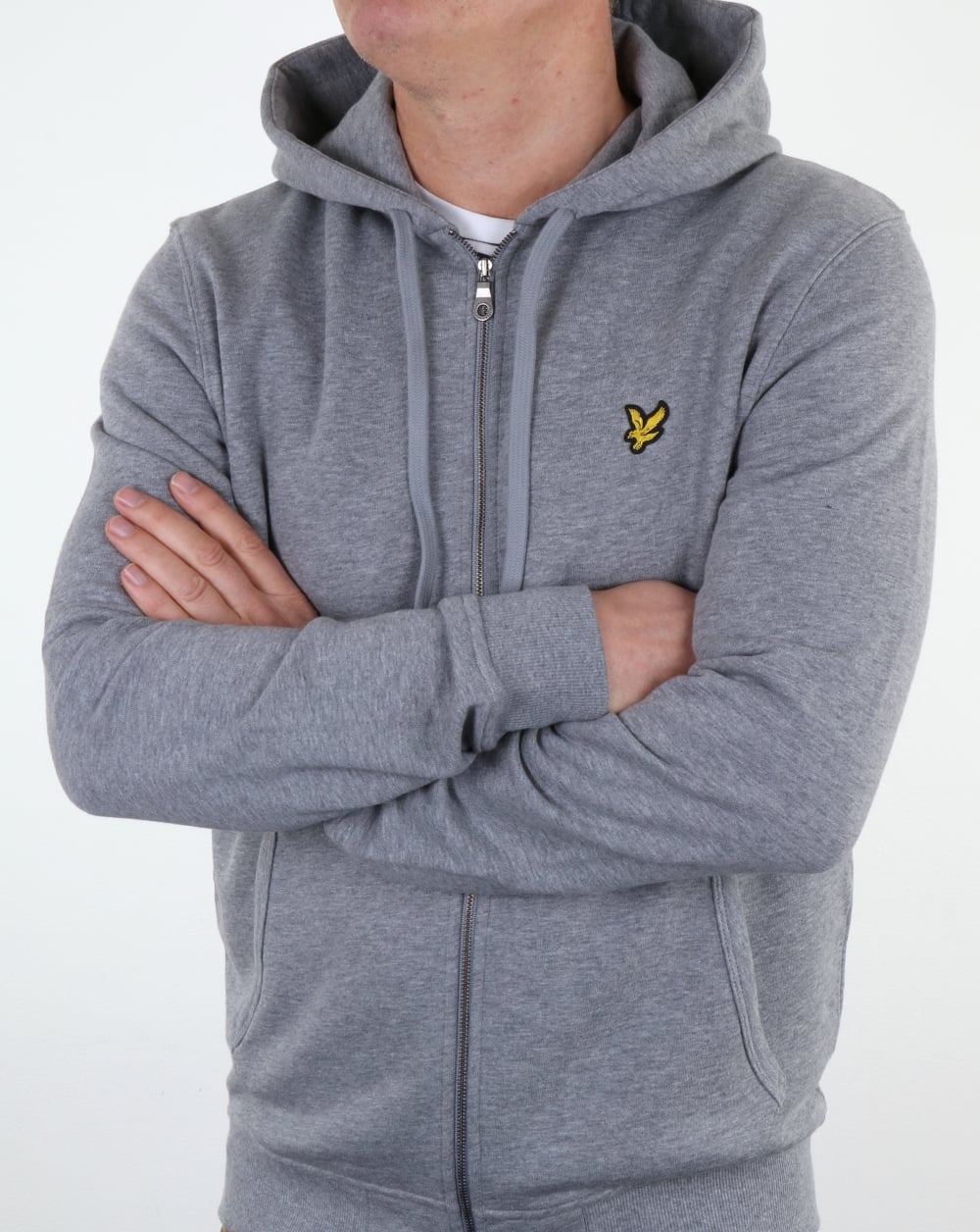 Lyle And Scott – Durchgehender Kapuzenpullover mit Reißverschluss in Mittelgrau