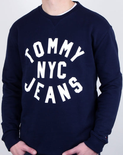 Tommy Hilfiger – Sweatshirt mit NYC-Logo in Marineblau