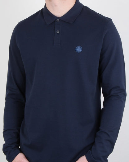Pretty Green Hartford Langarm-Poloshirt, Marineblau