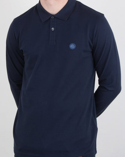 Pretty Green Hartford Langarm-Poloshirt, Marineblau