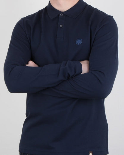 Pretty Green Hartford Langarm-Poloshirt, Marineblau