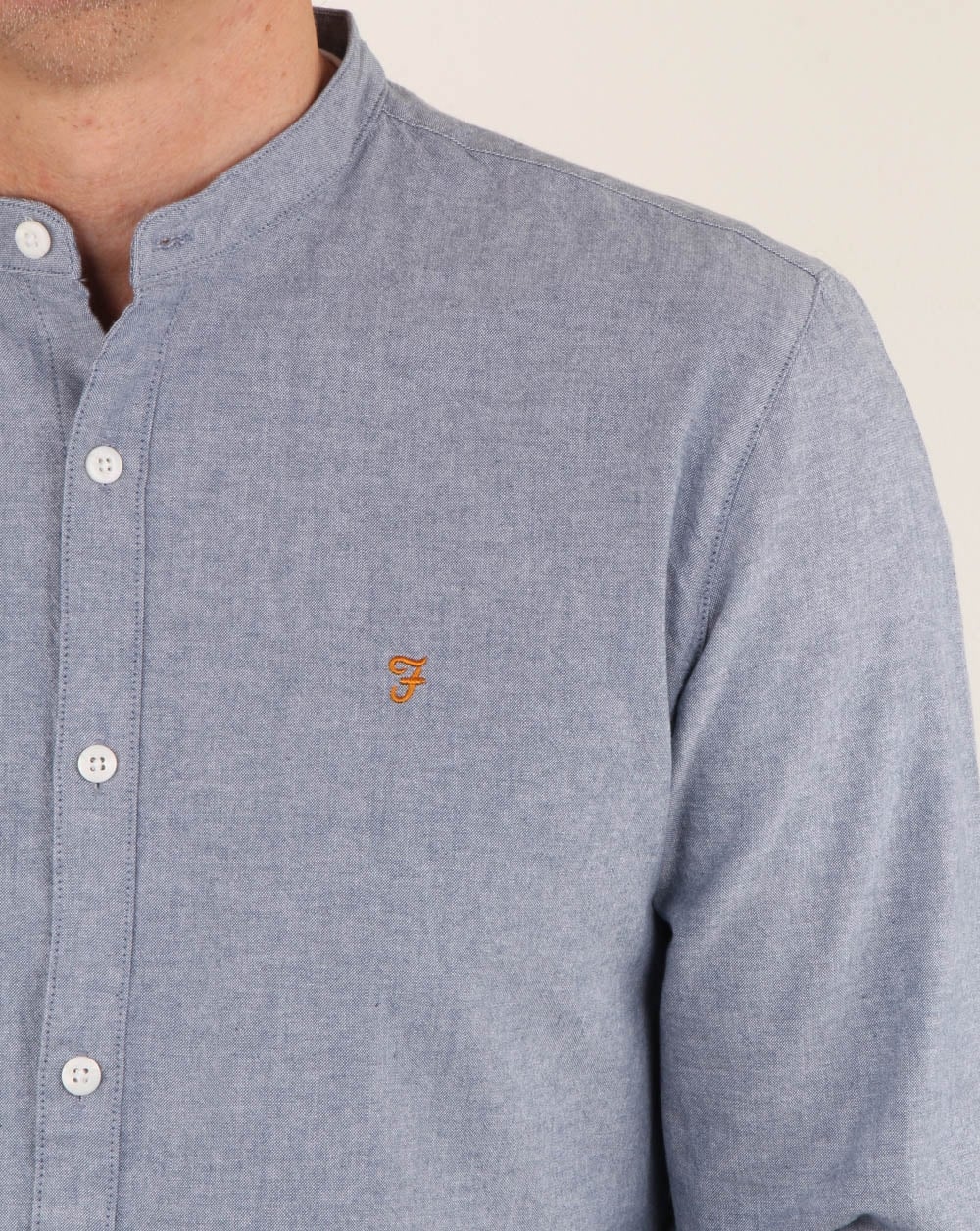 Farah – Chramer – Grandad-Hemd, Blau meliert