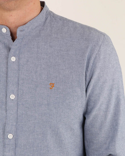 Farah – Chramer – Grandad-Hemd, Blau meliert