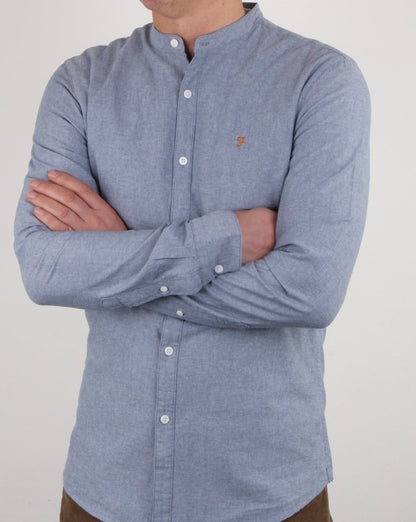 Farah – Chramer – Grandad-Hemd, Blau meliert