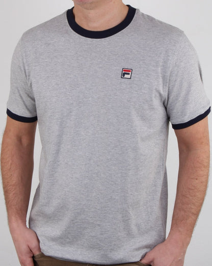 Fila Vintage Ringer T-Shirt Hellgraumeliert/Marineblau