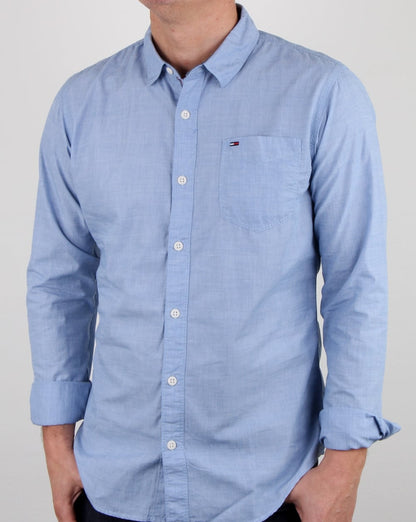 Tommy Hilfiger End On End Hemd Blau Kobalt