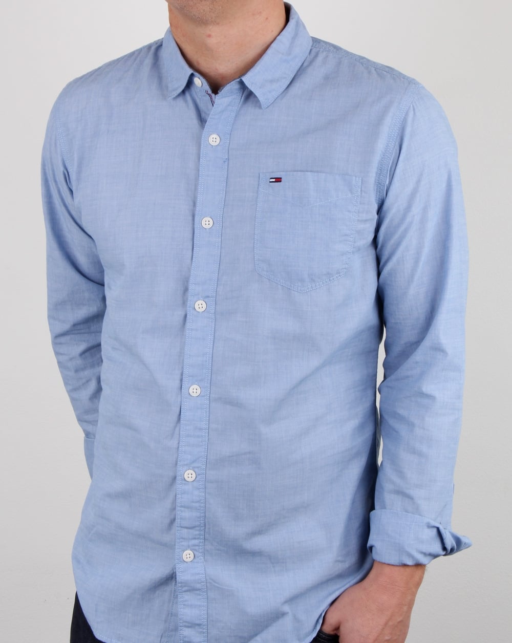 Tommy Hilfiger End On End Hemd Blau Kobalt